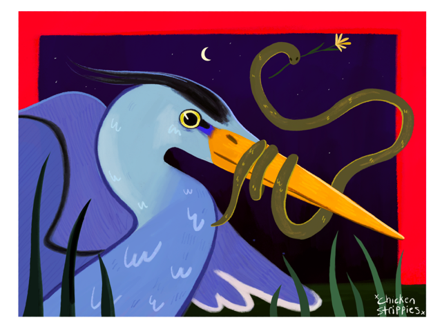 Heron and the Garden Snake